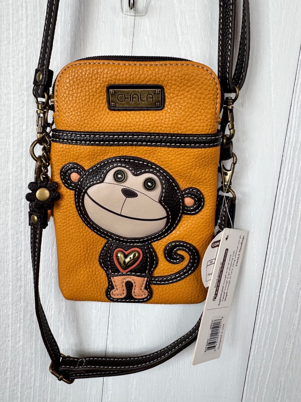 Chala Monkey Cell Phone Crossbody Purse NWT Mustard Yellow Small Handbag